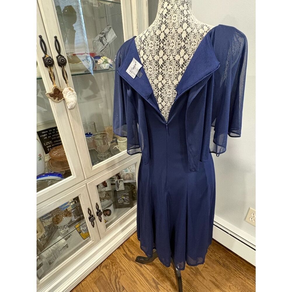 Navy Blue Sparkle Overlay Midi Dress - Picture 8 of 12